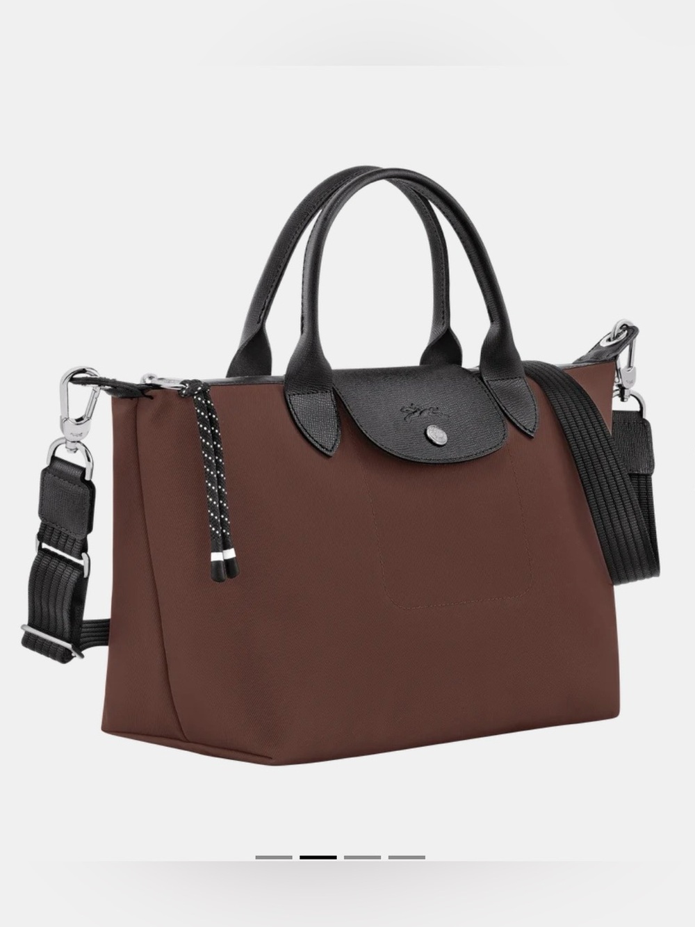 Longchamp big energy Cognac brown Nylon Crossbody Tote with Black Trim Small